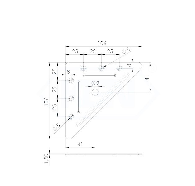 Nosač trokutni 110 x 110 x 1,5 mm,Ferro-pack
