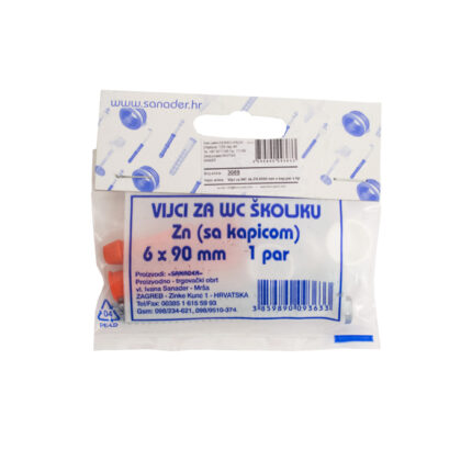3089 - Vijci za WC školjku ZN 6x90 mm sa kapicom, par, sa PP tiplom,Ferro-pack