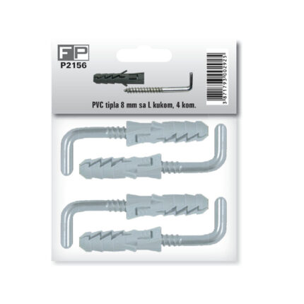P2156 PVC tipla 8 mm sa L kukom, 4 kom,Ferro-pack
