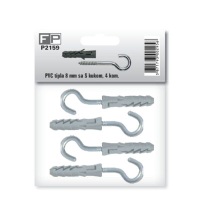 P2159 PVC tipla 8 mm sa S kukom, 4 kom,Ferro-pack
