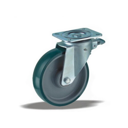 3367 - Liv kotač PA fi 125 mm okretni sa kočnicom poliurean zeleni-200kg,Ferro-pack