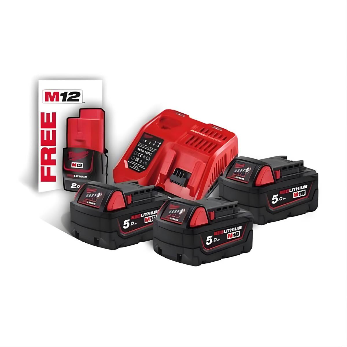 MILWAUKEE set M18 NRG-503 (1x punjač M12-18V FC + 3x baterija M18 + 1x M12 gratis) MILWAUKEE set M18 NRG-503 (1x punjač M12-18V FC + 3x baterija M18 + 1x M12 gratis)