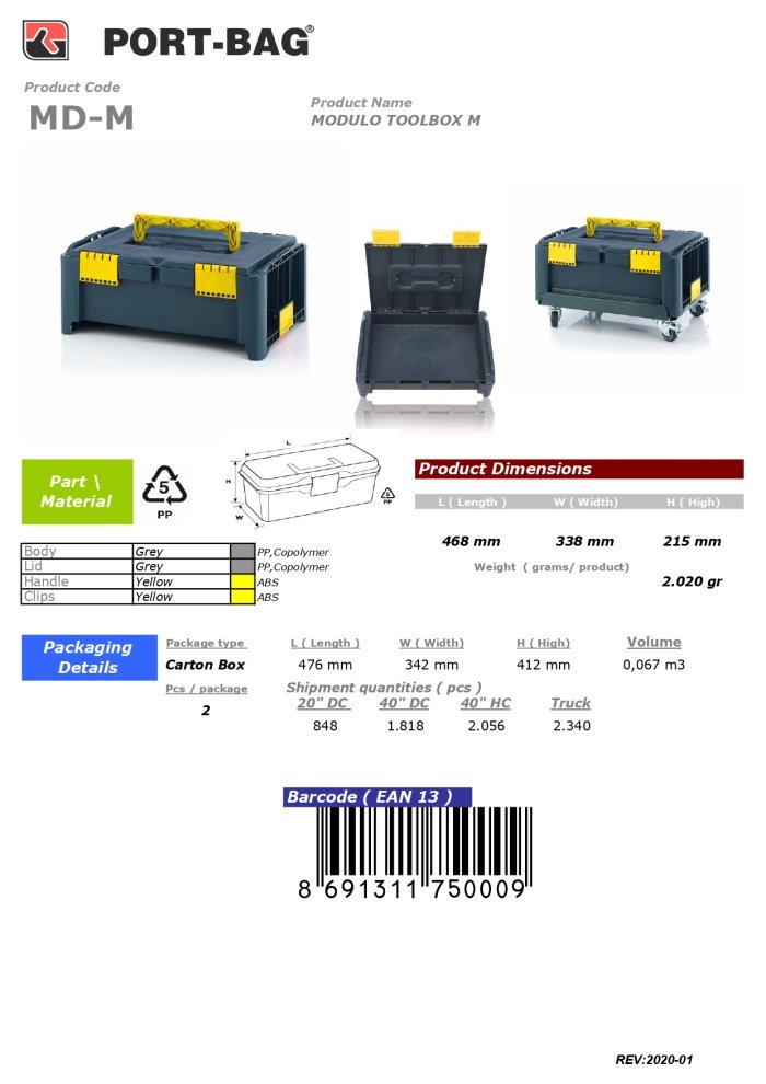 PORT-BAG – PVC kutija za alat MODULO – 468 x 338 x 215 mm - Slika 6