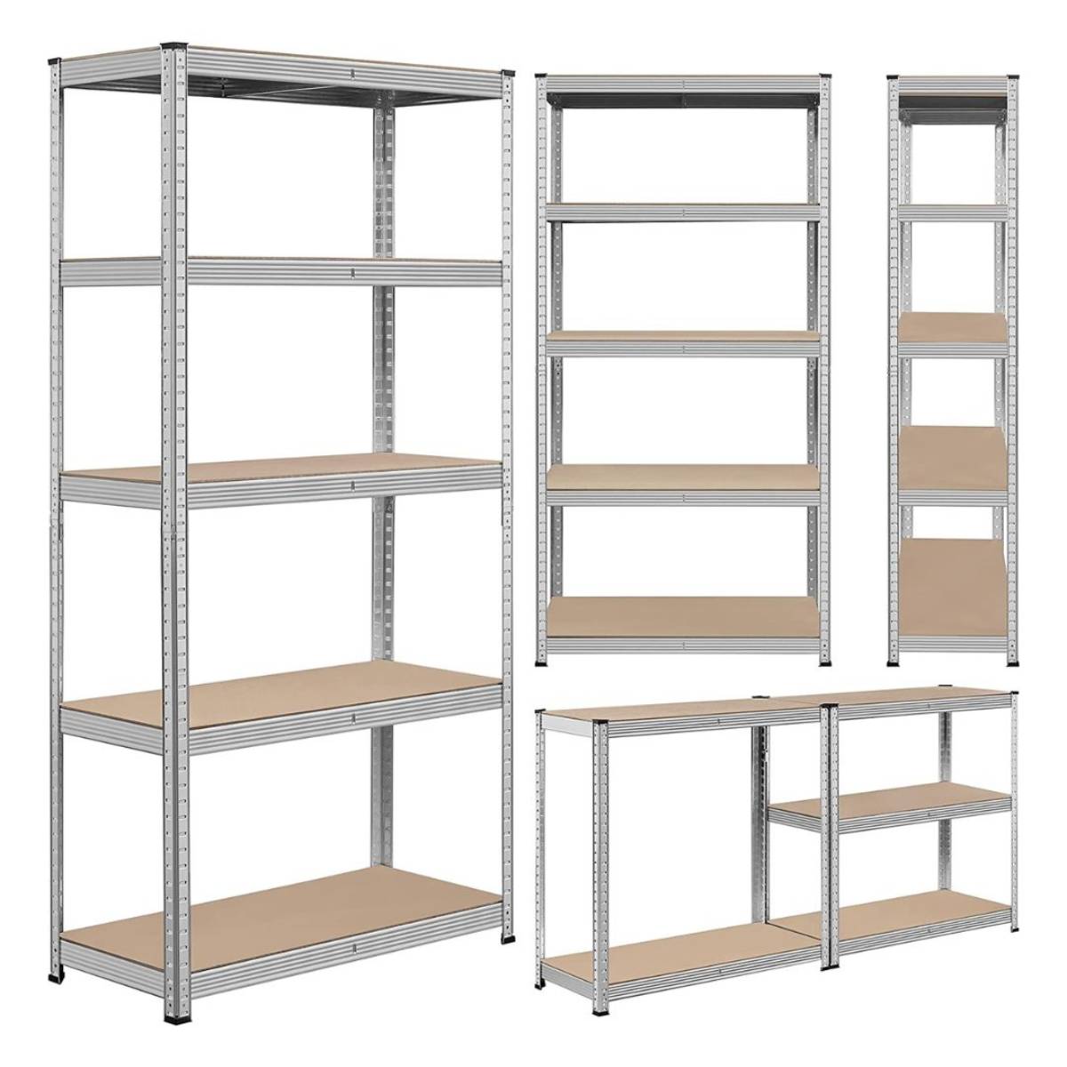 Metalna polica s 5 katova - 180 x 90 x 40 cm - Metalik siva (Zn) - Slika 5