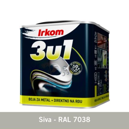IRKOM boja za metal 3u1 – Siva, RAL 7038 – 1 kg