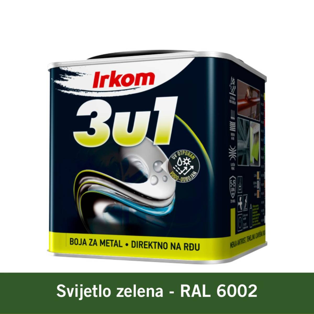 IRKOM-boja-za-metal-3u1-Svijetlo-zelena-RAL 6002-1-kg IRKOM boja za metal 3u1 – Svijetlo zelena, RAL 6002 – 1 kg