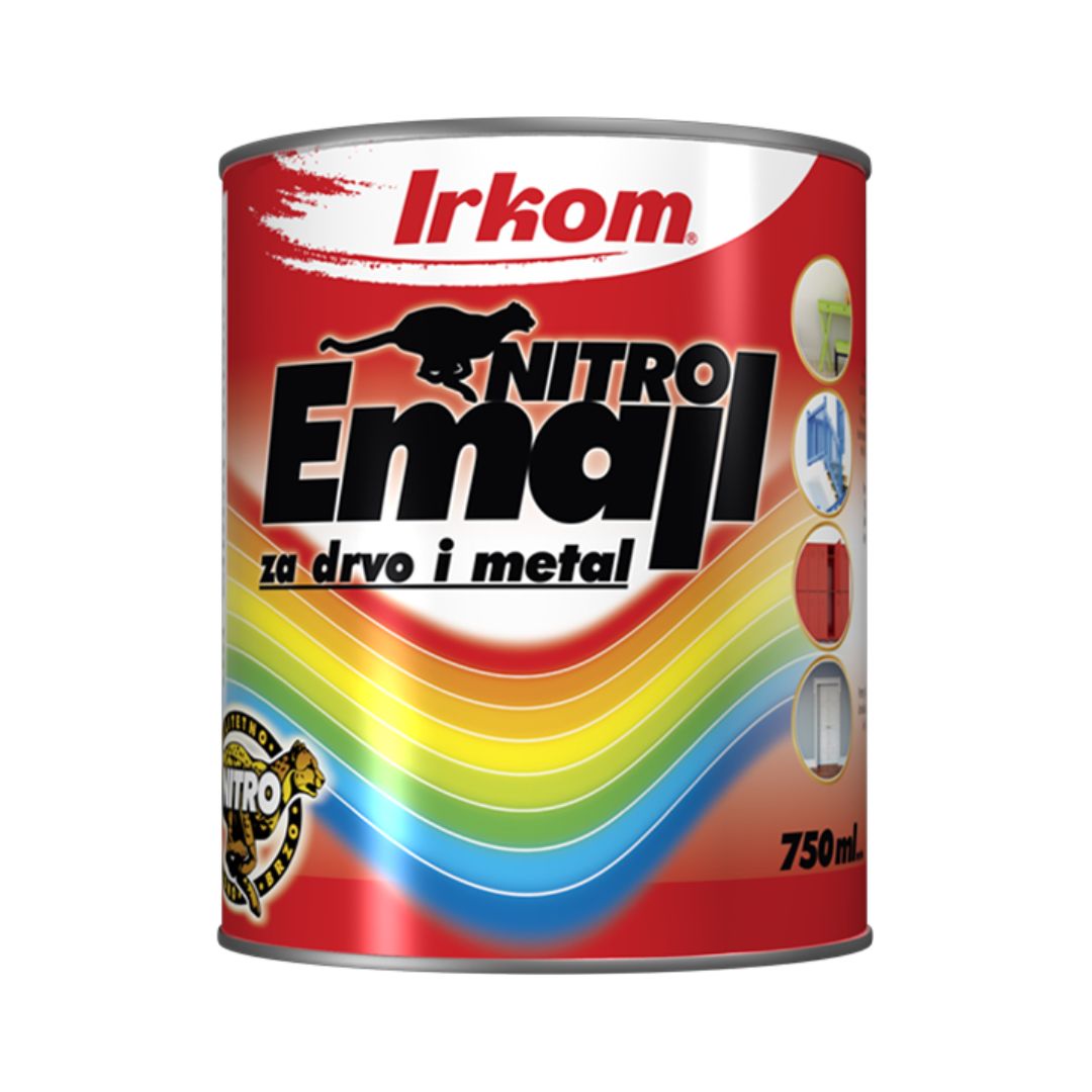 IRKOM nitro emajl lak, za drvo i metal - pakovanje IRKOM nitro emajl lak, za drvo i metal, BIJELA - 0,75 L - Slika 1