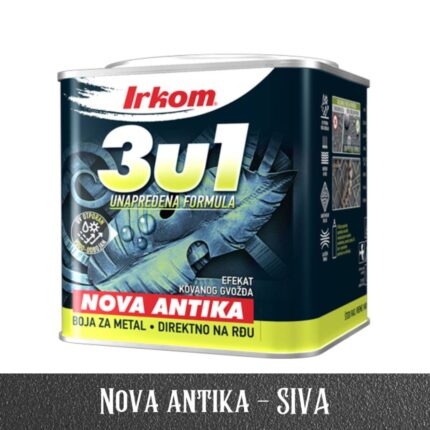 IRKOM boja za metal 3u1 – Nova Antika – SIVA – 1 kg