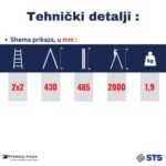 Ljestve aluminijske kućne | 2 gazišta – duple