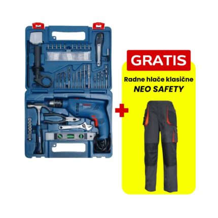 BOSCH električna udarna bušilica GSB 600 Professional, SET+ GRATIS radne hlače