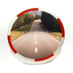 Ogledalo zidno zaobljeno, akrilno, bijelo - crveno, fi 80 cm