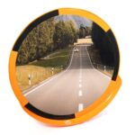 Ogledalo zidno zaobljeno, akrilno, narančasto - crno, fi 60 cm