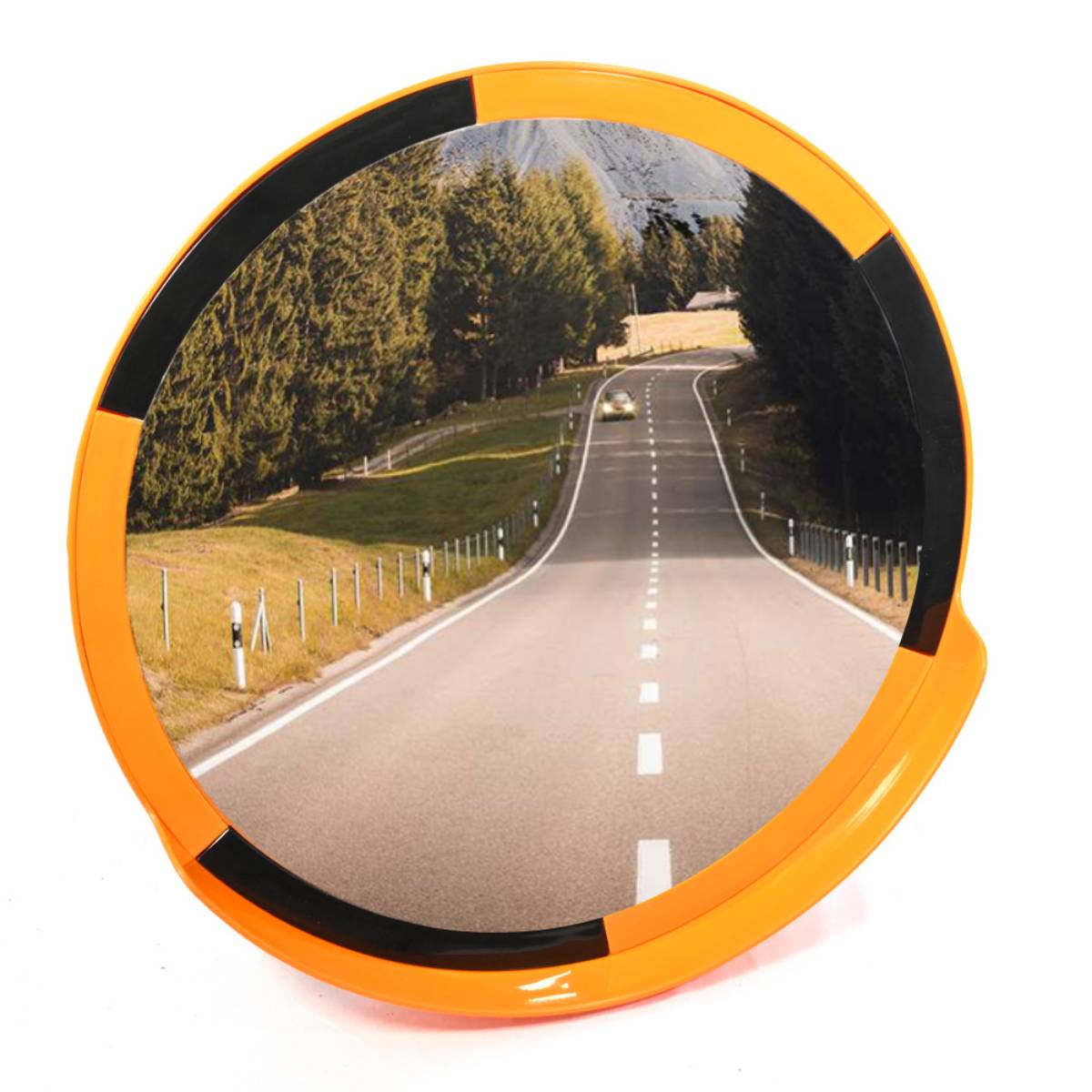 Ogledalo zidno zaobljeno, akrilno, narančasto - crno, fi 60 cm Ogledalo zidno zaobljeno, akrilno, narančasto - crno, fi 60 cm