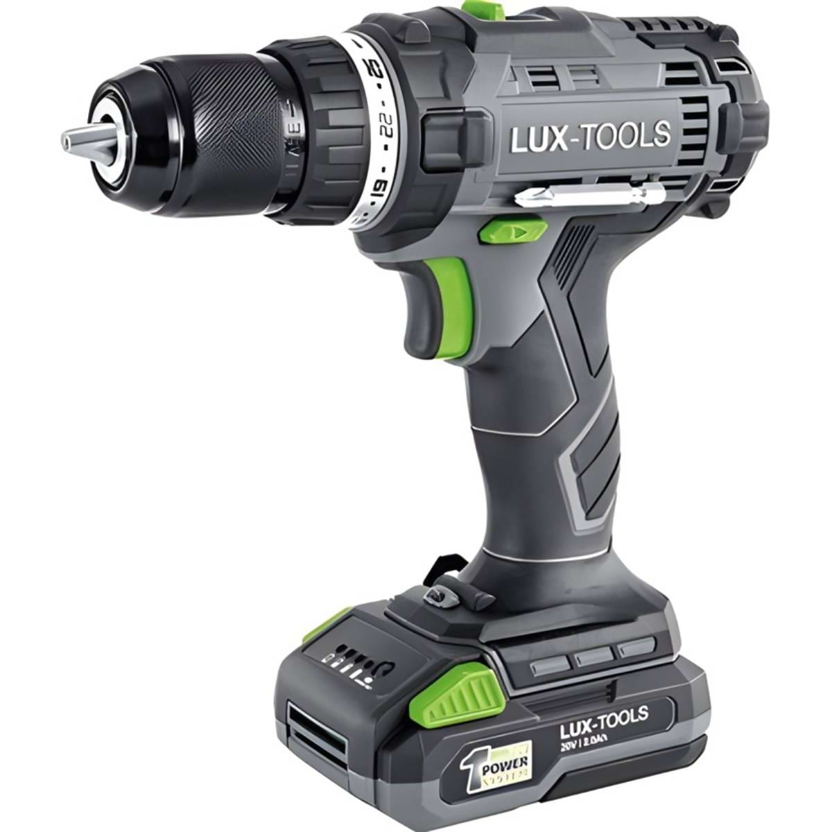 LUX-aku-bušilica-odvijač-20V-u-setu-sa-baterijom-2,0-Ah-i-punjačem LUX-aku-bušilica-odvijač-20V-u-setu-sa-baterijom-2,0-Ah-i-punjačem