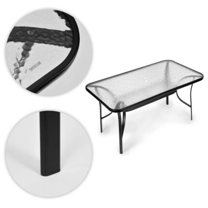 Vrtni metalni stol sa kaljenim staklom, 120 x 70 cm – AM-094