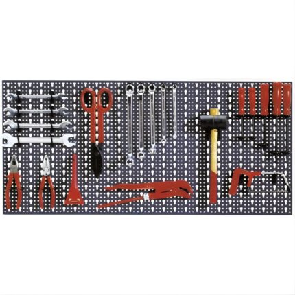 Zidna ploča-organizator za alat 980 x 480 mm + 52 kukice, sivi