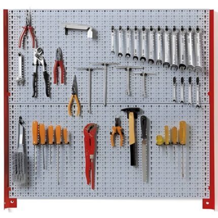 Set 2 kom zidne ploče-organizatora za alat 980 x 970 mm + 52 kukice, sivi