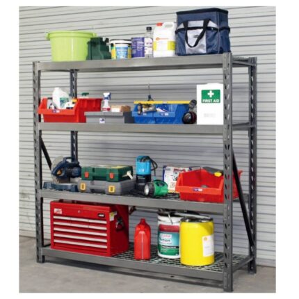 Metalna-polica-za-teške-terete-mrežaste-TEKO-195x61x183cm-sa-4-sprata-900-1-kg-(uk.-nosivost-3600 kg)-el.plastificiran-tamno-siva-1-2