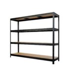 Metalna polica za teške terete 177 x 200 x 60 cm sa MDF ispunom, sa 4 sprata,500/1kg (uk.nosivost 2000kg), crna
