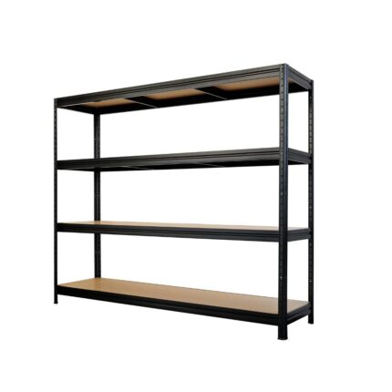 Metalna polica za teške terete 177 x 200 x 60 cm sa MDF ispunom, sa 4 sprata,500/1kg (uk.nosivost 2000kg), crna