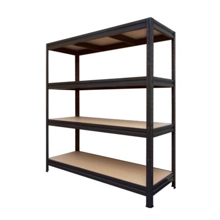 Metalna polica za teške terete 177 x 180 x 60 cm sa MDF ispunom, sa 4 sprata, 500/1kg (uk.nosivost 2000kg), crna