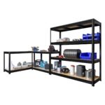 Metalna polica za teške terete 177 x 180 x 60 cm sa MDF ispunom, sa 4 sprata, 500/1kg (uk.nosivost 2000kg), crna