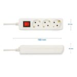 MULTIP-DE-I-3 Produžni kabl 1,0mm2 x 1,5 met sa 3 utičnice i prekidačem, bijeli - Slika 2